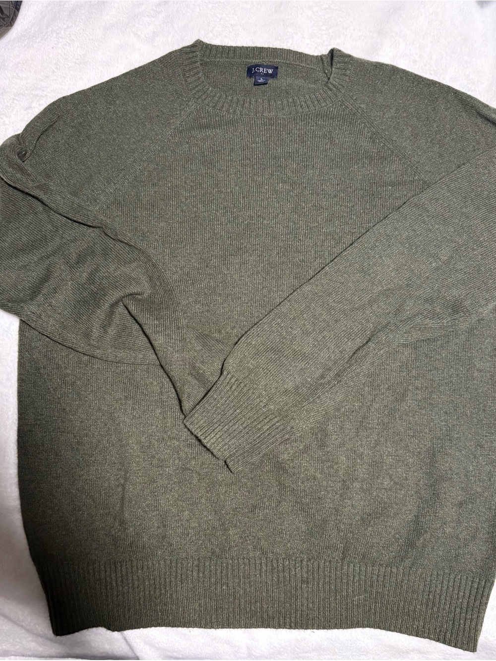 J. Crew Men's Wool Crewneck Sweater in Olive